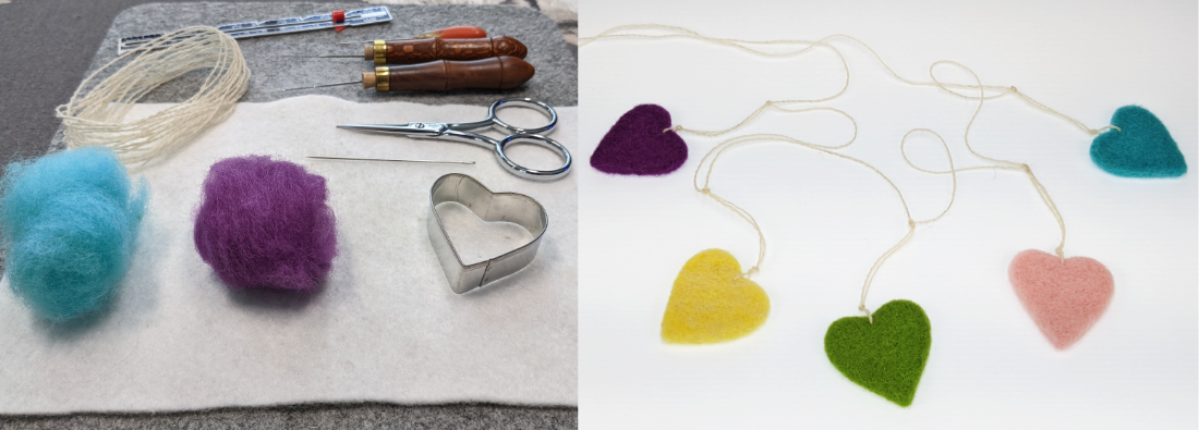 Leftover wool? Make a cookie cutter heart garland