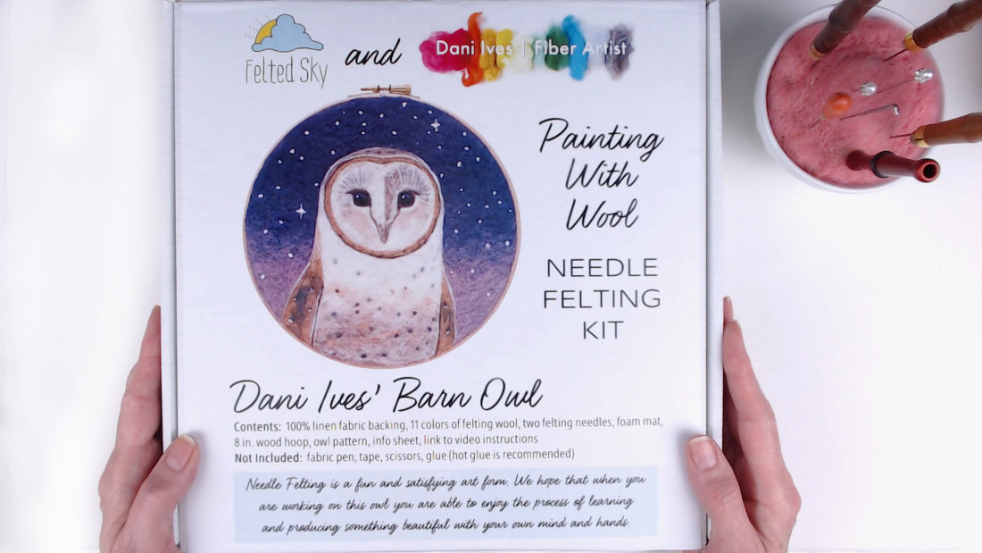 Dani Ives & Felted Sky’s Barn Owl Painting with Wool Kit